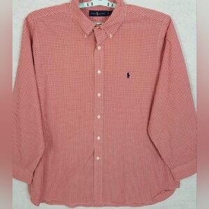 Men's Ralph Lauren Red Gingham Logo Button Down Top LRG Business  Christmas